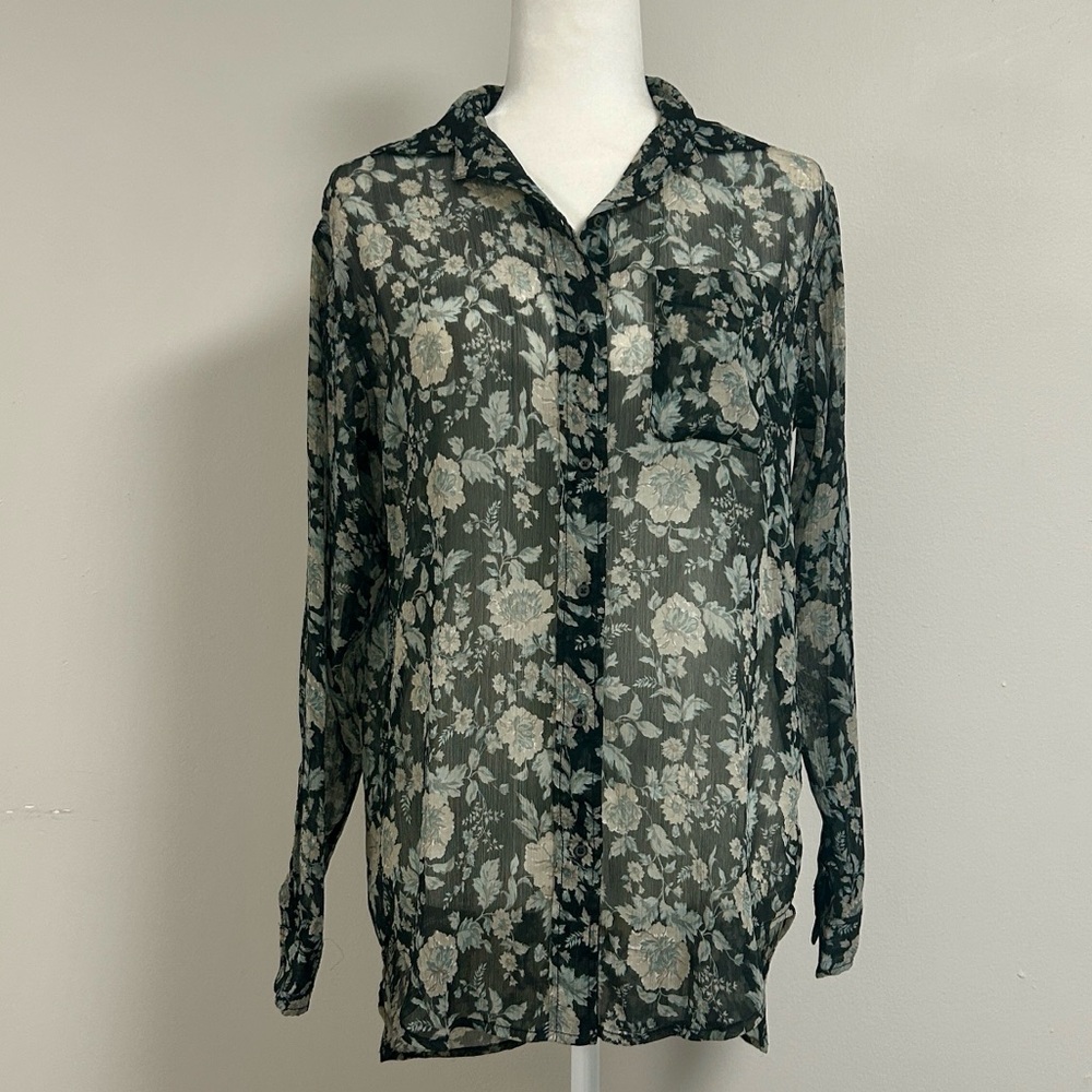 Ralph Lauren Denim & Supply Sheer Floral Boyfriend Shirt | Size S
